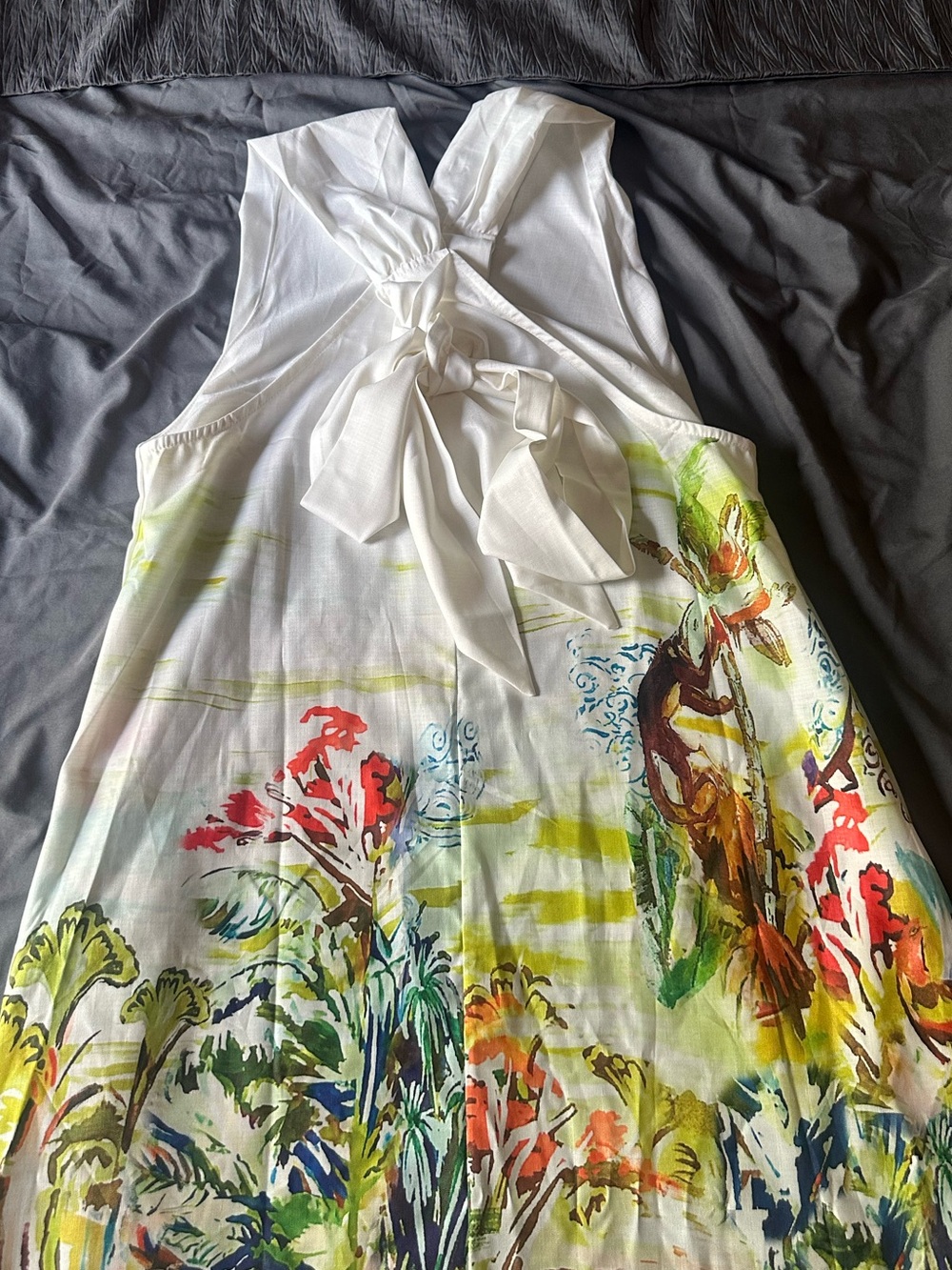 Cross-Neck Tropical Watercolor Print Maxi Dress - Picture 7 of 10